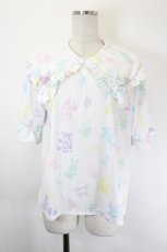 画像1: Nile Perch / おもちゃ箱プリント半袖ブラウス  白Ｘパステル I-26-05-31-005-LO-BL-SA-ZI (1)