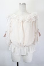 画像1: axes femme / リボン付楊柳シフォンプルオーバー F 生成り I-26-05-31-048-AX-TO-SA-ZI (1)