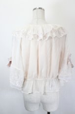 画像2: axes femme / リボン付楊柳シフォンプルオーバー F 生成り I-26-05-31-048-AX-TO-SA-ZI (2)