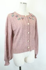 画像3: axes femme POETIQUE / ミニブーケ刺繍ニットカーデ M 濃ピンク I-26-05-31-054-AX-TO-SA-ZI (3)