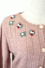 画像4: axes femme POETIQUE / ミニブーケ刺繍ニットカーデ M 濃ピンク I-26-05-31-054-AX-TO-SA-ZI (4)