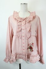 画像1: PINK HOUSE / 苺ブーケ刺繍入りオリジナルチェックブラウス  ピンクチェック I-26-05-31-007-LO-BL-SA-ZI (1)