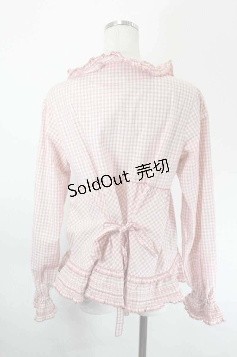 画像2: PINK HOUSE / 苺ブーケ刺繍入りオリジナルチェックブラウス  ピンクチェック I-26-05-31-007-LO-BL-SA-ZI (2)