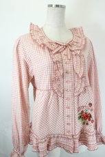 画像3: PINK HOUSE / 苺ブーケ刺繍入りオリジナルチェックブラウス  ピンクチェック I-26-05-31-007-LO-BL-SA-ZI (3)