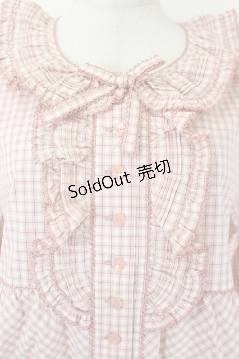 画像4: PINK HOUSE / 苺ブーケ刺繍入りオリジナルチェックブラウス  ピンクチェック I-26-05-31-007-LO-BL-SA-ZI (4)