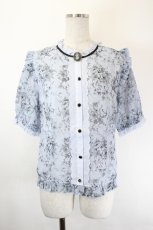 画像1: axes femme / ブーケ線画柄ドットドビーブラウス  サックス I-26-05-31-010-AX-BL-SA-ZI (1)