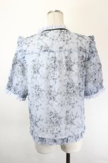 画像2: axes femme / ブーケ線画柄ドットドビーブラウス  サックス I-26-05-31-010-AX-BL-SA-ZI (2)