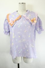 画像1: Nile Perch / 宇宙プリント半袖ブラウス  パープル I-26-05-31-002-LO-BL-SA-ZI (1)