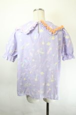 画像2: Nile Perch / 宇宙プリント半袖ブラウス  パープル I-26-05-31-002-LO-BL-SA-ZI (2)
