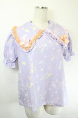 画像3: Nile Perch / 宇宙プリント半袖ブラウス  パープル I-26-05-31-002-LO-BL-SA-ZI (3)