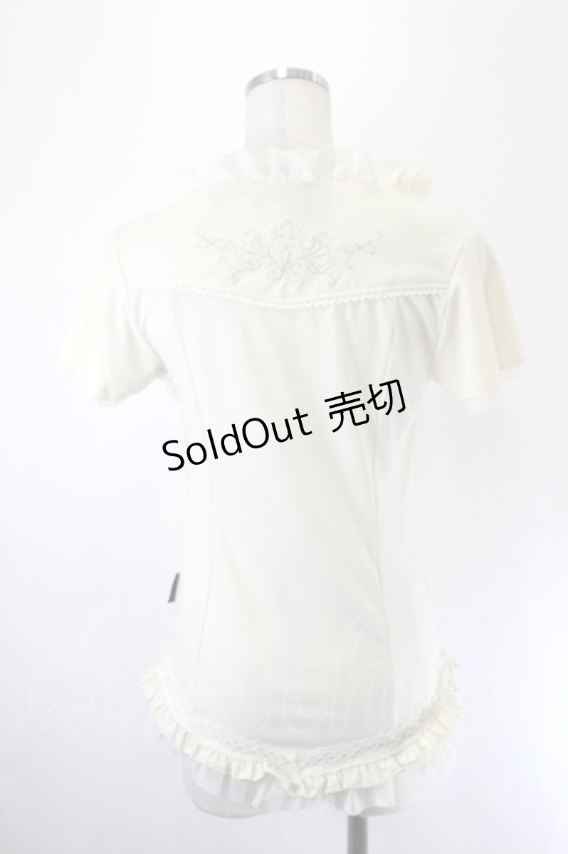 画像2: Ozz oneste / 裾薔薇刺繍半袖カットソー  アイボリー I-26-06-02-044-OO-TO-SA-ZI (2)