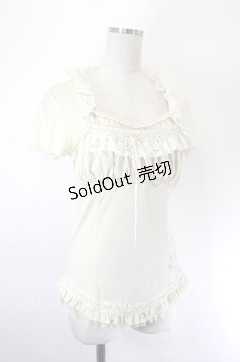 画像3: Ozz oneste / 裾薔薇刺繍半袖カットソー  アイボリー I-26-06-02-044-OO-TO-SA-ZI (3)