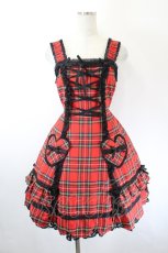 画像1: Angelic Pretty / ハートポケットジャンパースカート  赤チェック I-26-06-02-054-AP-OP-TE-ZI (1)