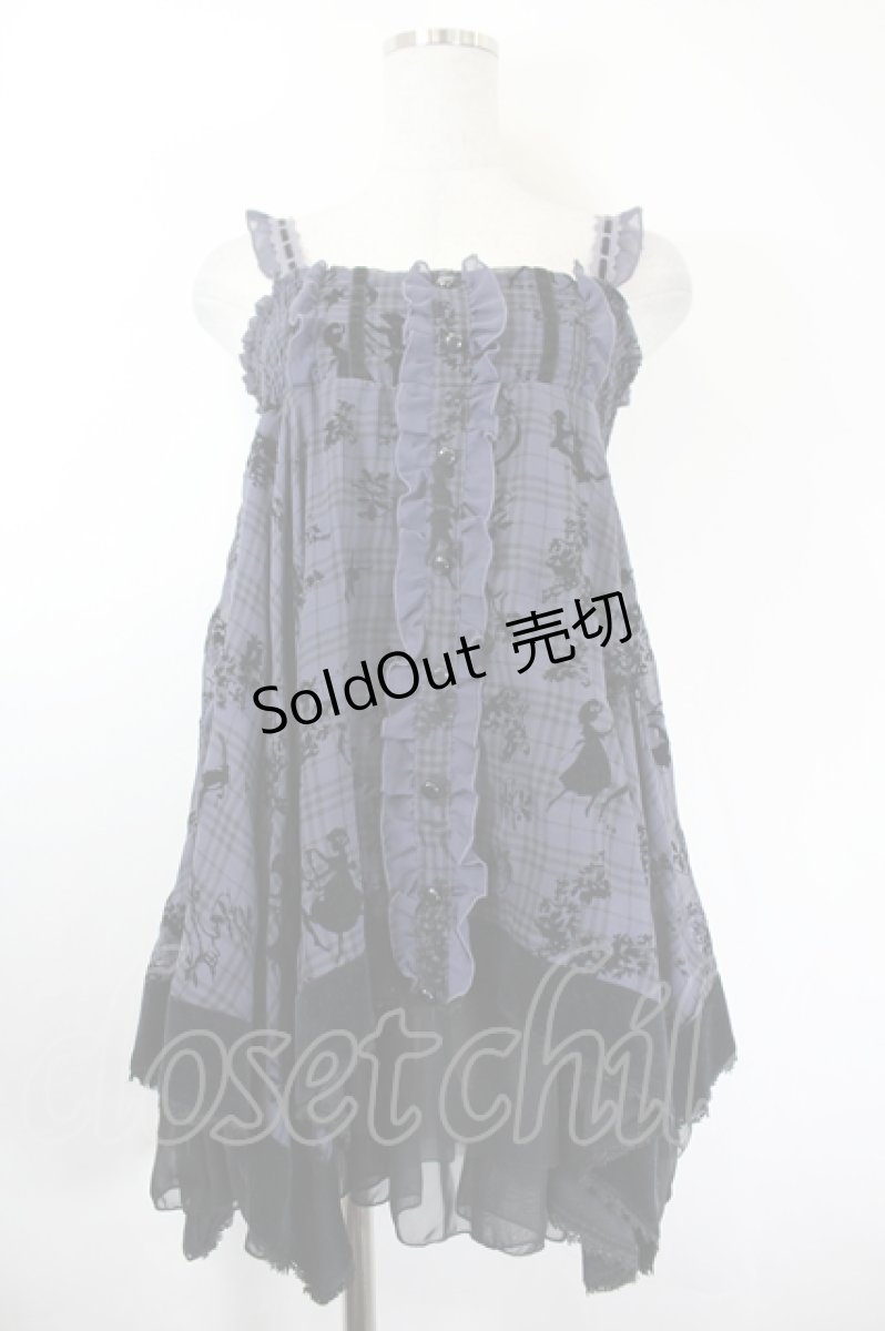 画像1: axes femme / シルエットフロッキーキャミチュニック M パープル I-26-06-02-075-AX-BL-TE-ZI (1)