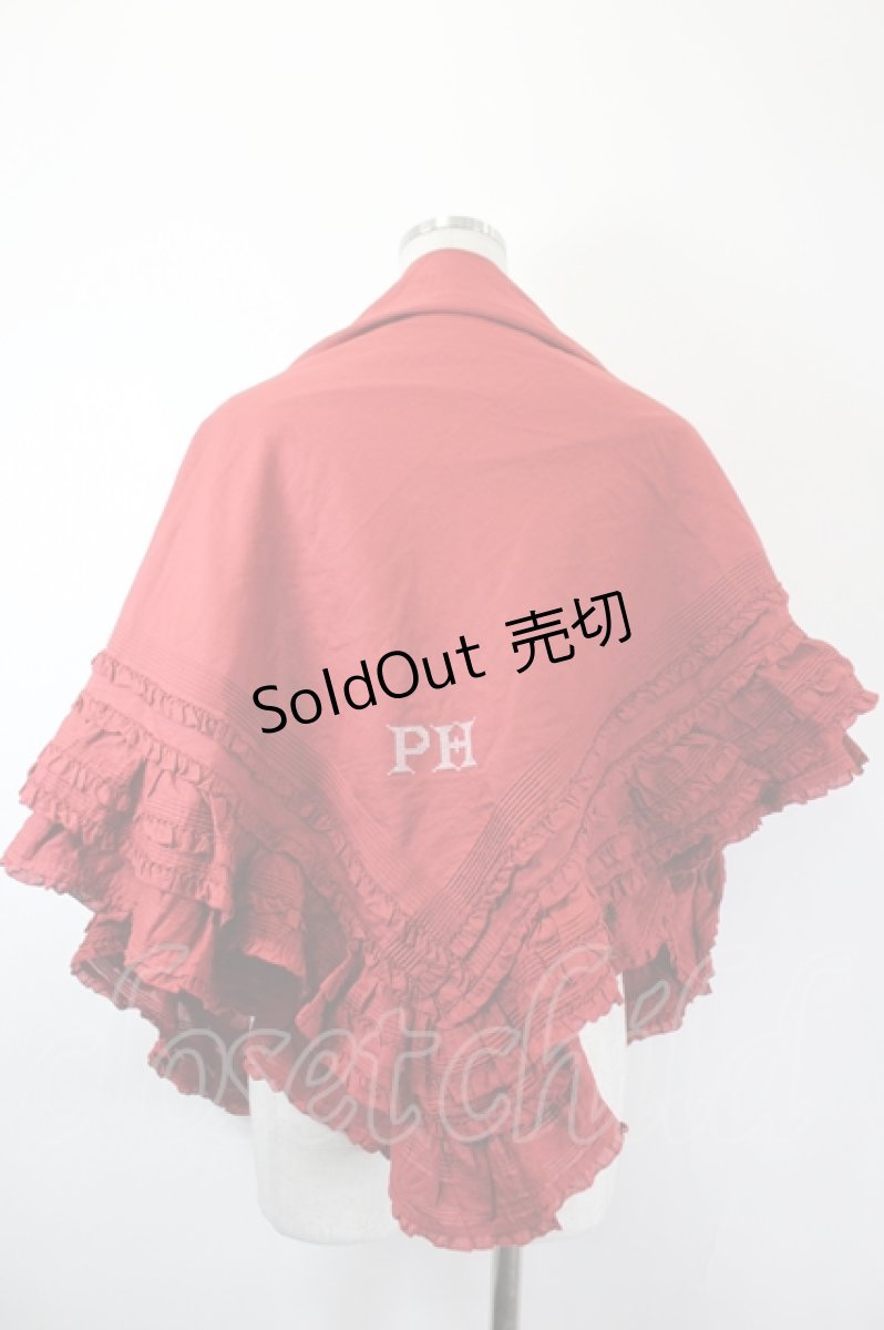 画像1: PINK HOUSE / PHロゴ刺繍入りローンストール  赤 I-26-06-02-116-LO-ZA-SA-ZI (1)