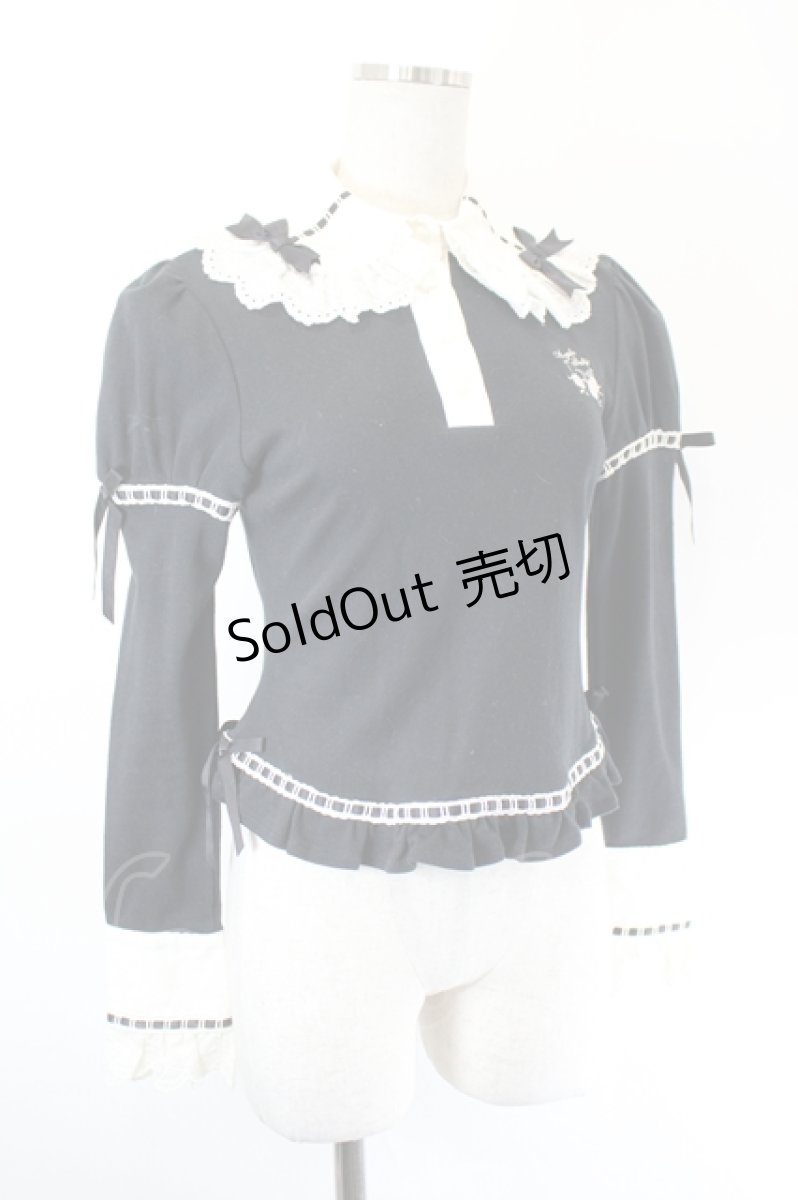 画像3: Angelic Pretty / ことりちゃん刺繍ジャボ付カットソー  ブラック I-26-06-02-015-AP-TO-SA-ZI (3)