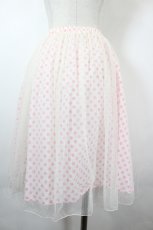 画像2: Emily Temple cute / コラージュ風ドットチュール重ねスカート  白×ピンク I-26-06-05-059-ET-SK-TE-ZI (2)