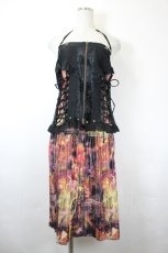 画像1: Ozz On / サイドダブル編み上げスカートセット  黒Ｘオレンジ I-26-06-05-075-OO-SK-SA-ZI (1)