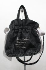 画像1: Maison de FLEUR / ダブルリボン巾着トートバッグ  黒 I-26-06-05-086-LO-BG-SA-ZI (1)