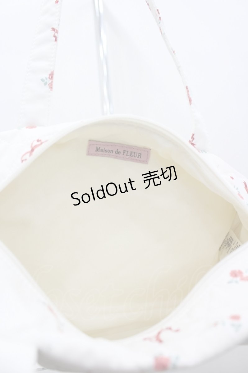 画像3: Maison de FLEUR / フラワーリボンプリント2WAYボストンバッグ  白Ｘピンク I-26-06-05-090-LO-BG-SA-ZI (3)