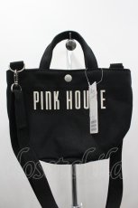 画像1: PINK HOUSE / ショルダー付きロゴプリントミニトート  黒 I-26-06-05-091-LO-BG-TE-ZI (1)