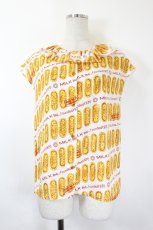 画像1: MILK / Biscottiブラウス  白Ｘブラウン I-26-06-05-010-ML-BL-SA-ZI (1)