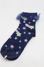 画像1: Angelic Pretty / FancyShooting Starクルー丈ソックス  ネイビー I-26-06-05-120-AP-ZA-SA-ZI (1)