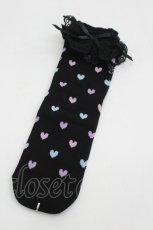 画像1: Angelic Pretty / Candy Petit Heartクルー丈ソックス  黒 I-26-06-05-121-AP-ZA-SA-ZI (1)