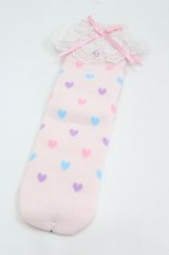 画像1: Angelic Pretty / Candy Petit Heartクルー丈ソックス  ピンク I-26-06-05-122-AP-ZA-SA-ZI (1)