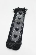 画像1: Angelic Pretty / Charming Heartクルー丈ソックス  黒 I-26-06-05-127-AP-ZA-SA-ZI (1)
