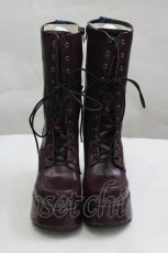 画像1: YOSUKE / 編み上げブーツ 23.5CM ボルドー I-26-06-05-130-PU-ZA-SA-ZI (1)
