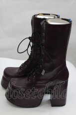 画像3: YOSUKE / 編み上げブーツ 23.5CM ボルドー I-26-06-05-130-PU-ZA-SA-ZI (3)