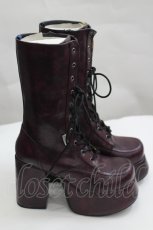 画像4: YOSUKE / 編み上げブーツ 23.5CM ボルドー I-26-06-05-130-PU-ZA-SA-ZI (4)