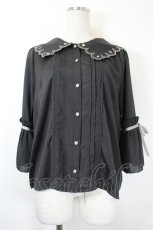 画像1: axes femme POETIQUE / トランプ刺繍スカラップ襟ブラウス  黒Ｘシルバー I-26-06-05-014-AX-BL-SA-ZI (1)