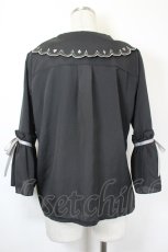 画像2: axes femme POETIQUE / トランプ刺繍スカラップ襟ブラウス  黒Ｘシルバー I-26-06-05-014-AX-BL-SA-ZI (2)