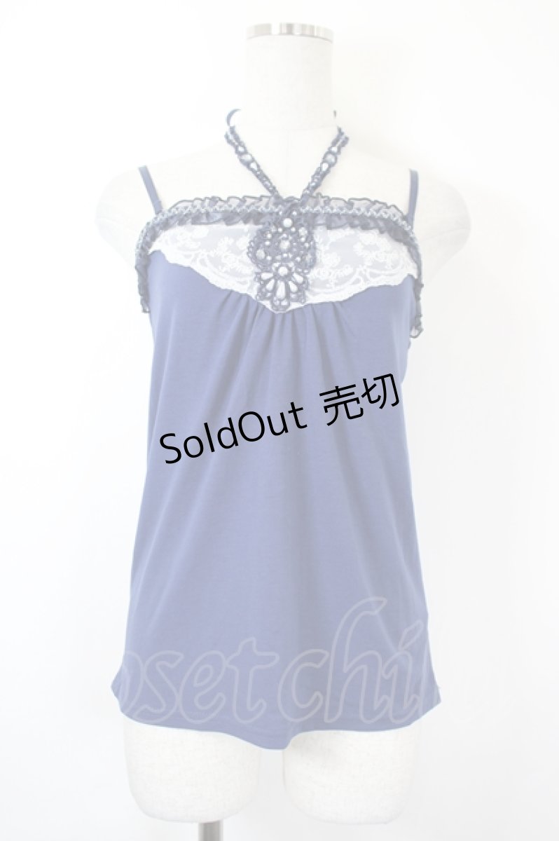画像1: axes femme / ラメレースビジューキャミソール  ネイビー I-26-06-05-015-AX-TO-TE-ZI (1)
