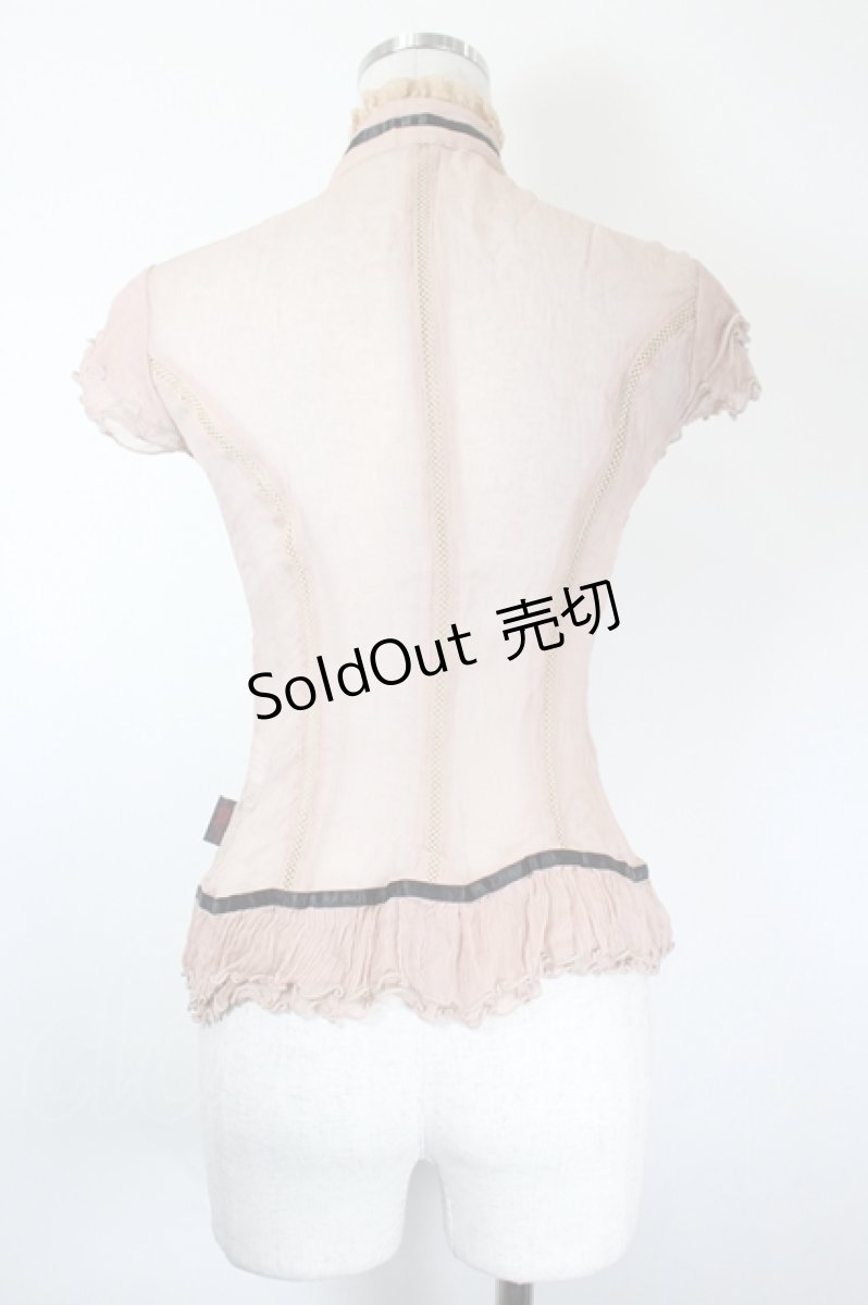 画像2: Ozz On / レースフリルハイネックノースリーブブラウス  ピンクＸ黒 I-26-06-05-023-OO-BL-SA-ZI (2)