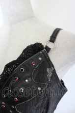 画像3: Ozz On / ストーンレザー切替デニムビスチェ  黒 I-26-06-05-024-OO-TO-SA-ZI (3)