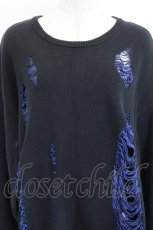 画像4: Amilige / ロゴ変形ダメージニット  黒ｘ紫 I-26-06-06-026-PU-TO-SA-ZI (4)