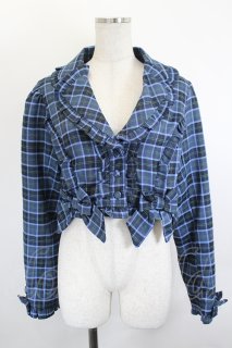 axes femme kawaii / タータンチェックジャケット M ブルー I-26-06-06