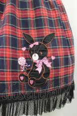 画像6: metamorphose Crown Label / うさぎアップリケタータンチェックジャンパースカート  赤系タータンチェック I-26-06-06-032-ME-OP-TE-ZI (6)