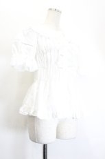 画像3: metamorphose / ハートレースシャーリング半袖ブラウス 1 白 I-26-06-06-001-ME-BL-TE-ZI (3)