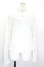 画像1: Ozz On / ハイネックチュール切替長袖ブラウス  アイボリー I-26-06-06-008-OO-BL-SA-ZI (1)