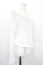 画像3: Ozz On / ハイネックチュール切替長袖ブラウス  アイボリー I-26-06-06-008-OO-BL-SA-ZI (3)