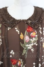 画像5: INGEBORG / チューリップ＆鈴蘭プリントはしごリボンポリワンピース  ブラウン I-26-06-06-064-LO-OP-TE-ZI (5)