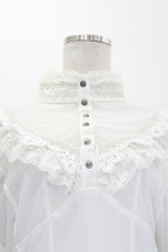 画像4: Ozz On / ハイネックチュール切替長袖ブラウス  アイボリー I-26-06-06-008-OO-BL-SA-ZI (4)