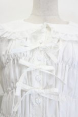 画像4: metamorphose / ハートレースシャーリング半袖ブラウス 1 白 I-26-06-06-001-ME-BL-TE-ZI (4)