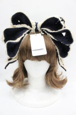 画像1: Hoshibako Works / お人形風シャンティクリームリボンカチューシャ  ネイビー I-26-06-06-089-LO-AC-TE-ZI (1)