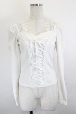 画像1: MR corset / マトンスリーブレースアップトップス  白 I-26-06-06-012-GO-TO-SA-ZI (1)