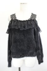 画像1: MR corset / はしごレースファーオフショルニットトップス  黒 I-26-06-06-022-GO-TO-SA-ZI (1)